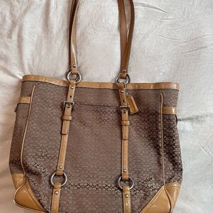 Coach Brown and Tan Signature Tote